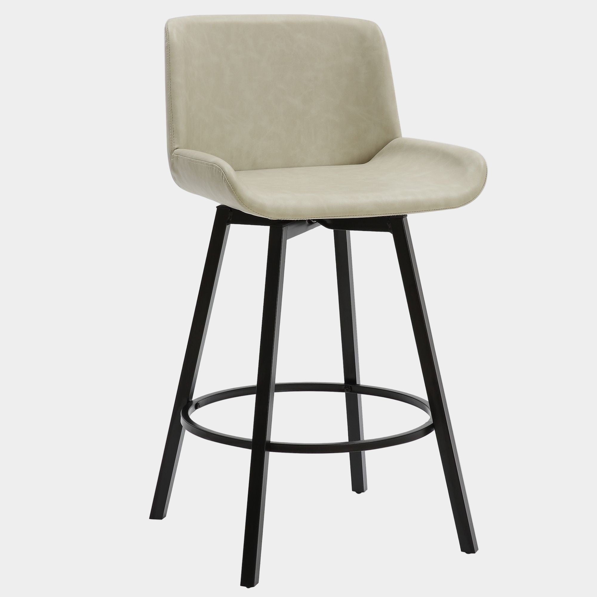 Fern 26" Counter Stool, set of 2, with Swivel in Vintage Ivory Faux Leather and Black