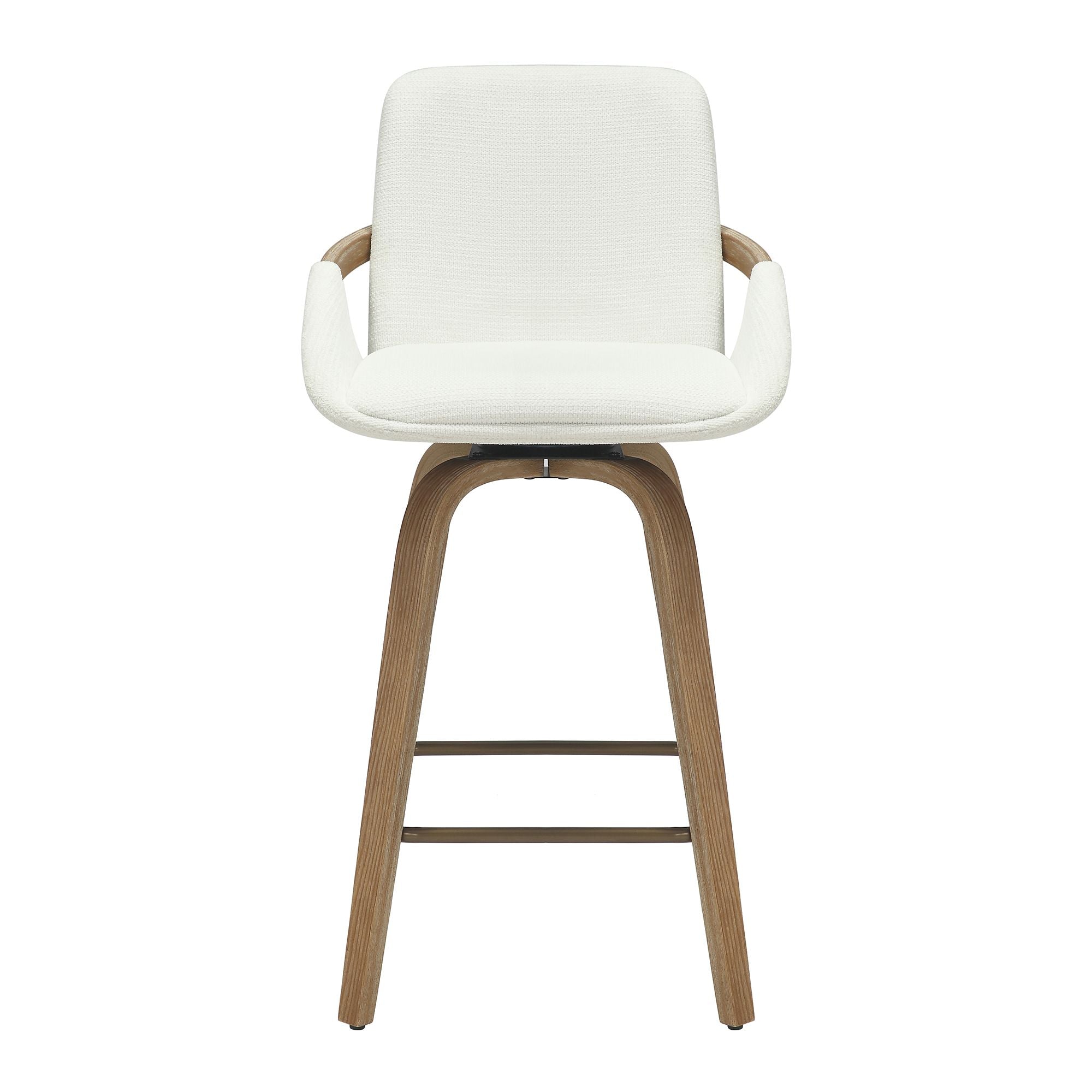 Parker 26" Counter Stool w/Swivel, Set of 2 in Ivory Performance Fabric & Whitewash