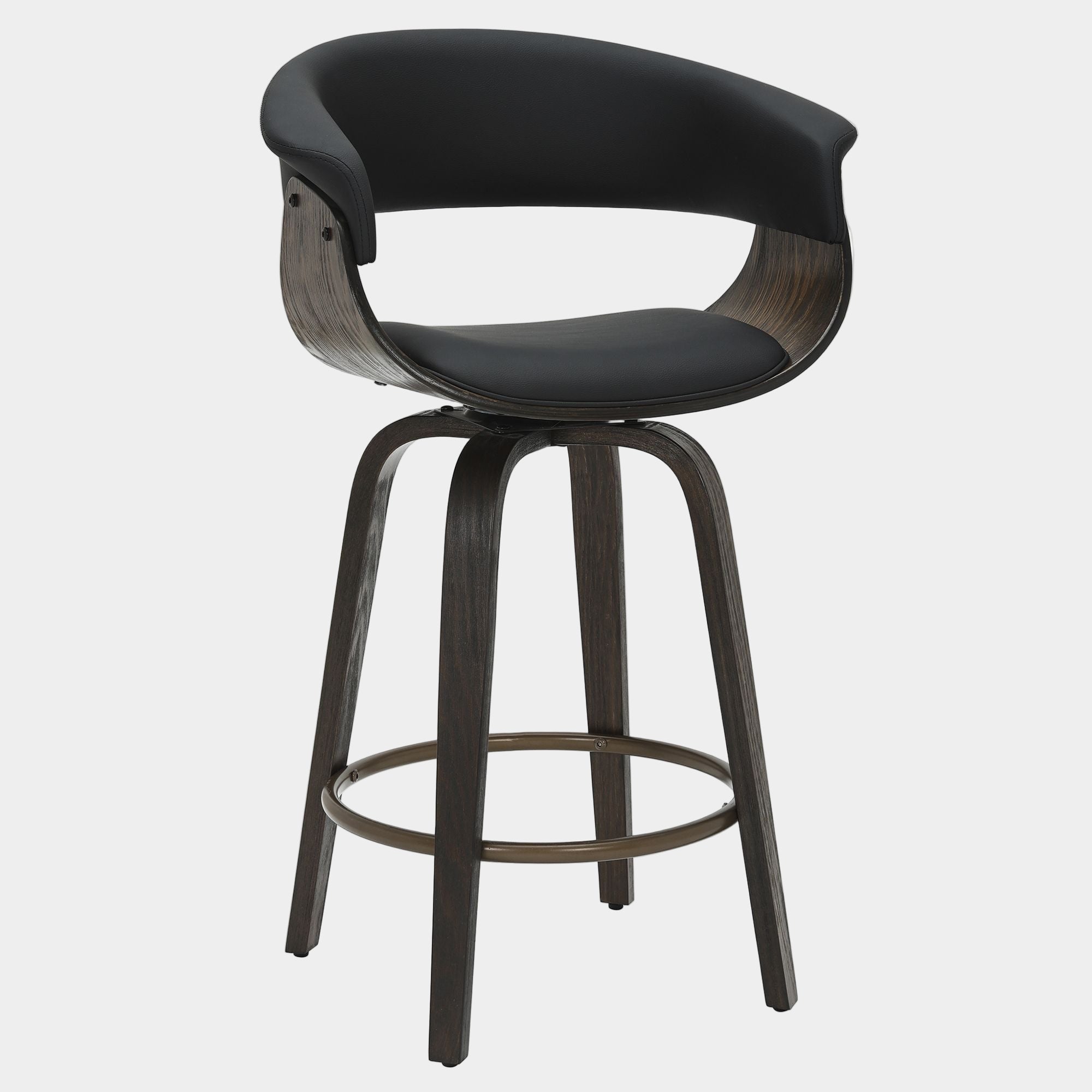 Holt 26" Counter Stool with Swivel, set of 2 in Black and Walnut