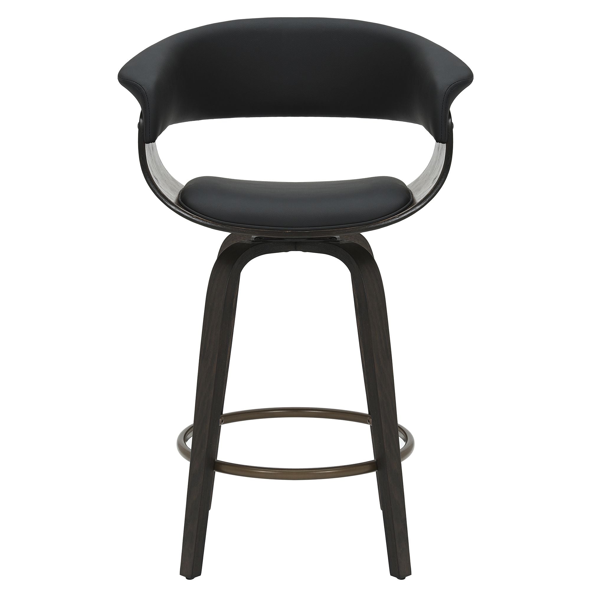 Holt 26" Counter Stool with Swivel, set of 2 in Black and Walnut