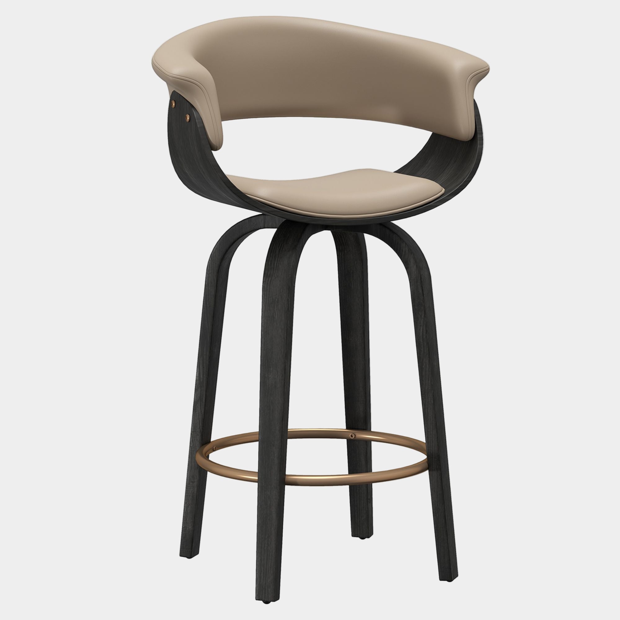 Holt 26" Counter Stool with Swivel, set of 2 in Mushroom and Walnut