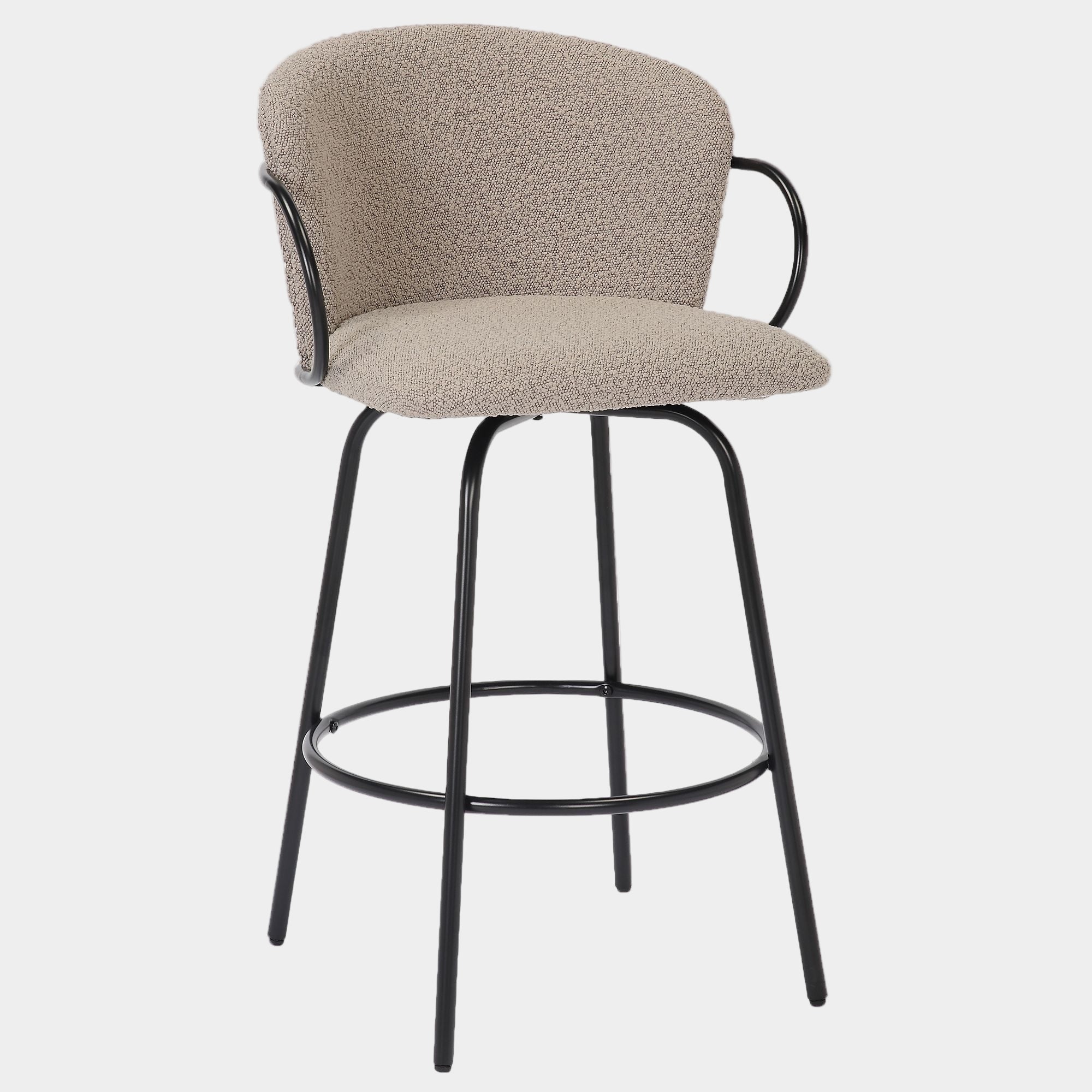 Kalani 26" Counter Stool w/Swivel, Set of 2 in Warm Grey & Black