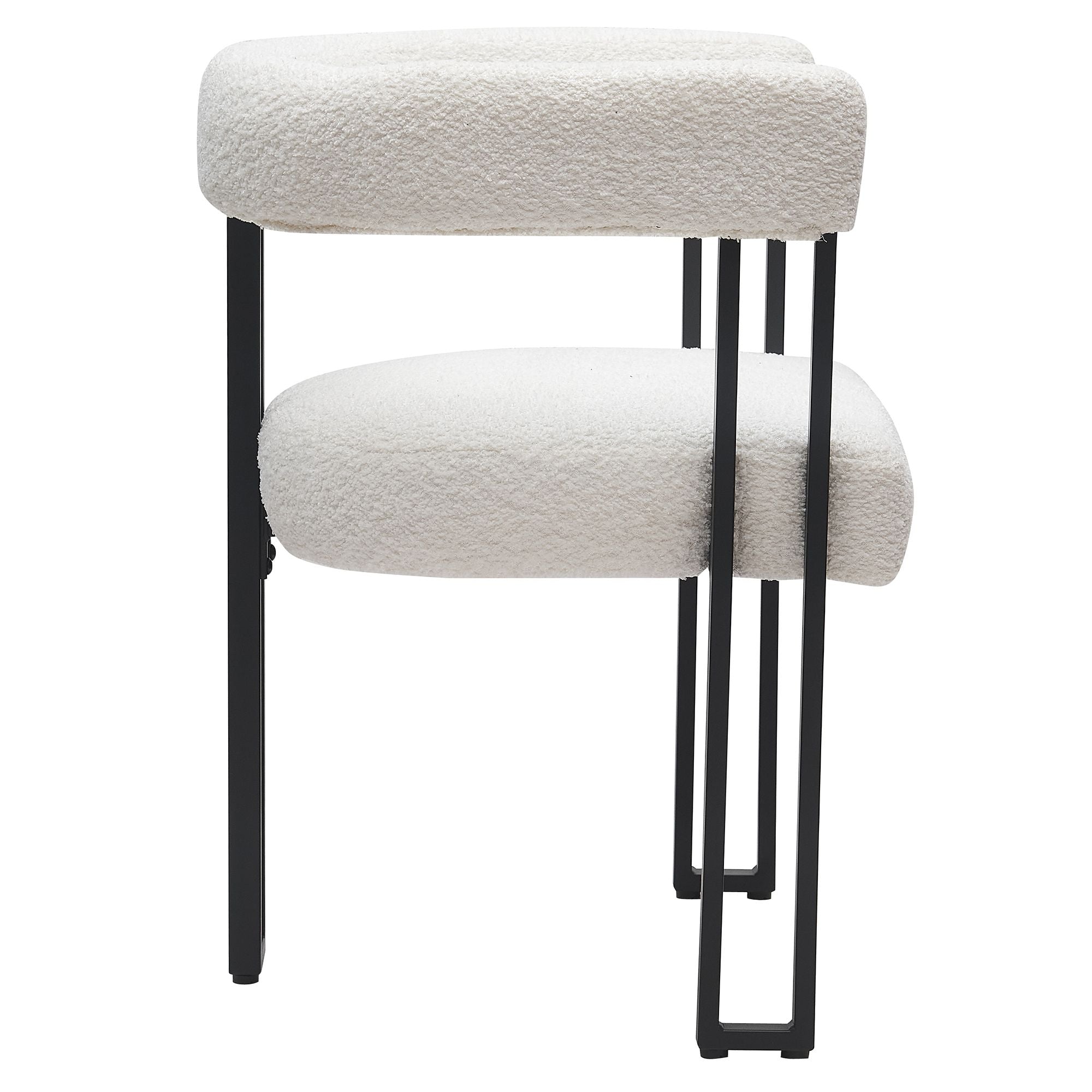 Julius/Scarlet 7pc Dining Set in Black Table with Ivory Chair
