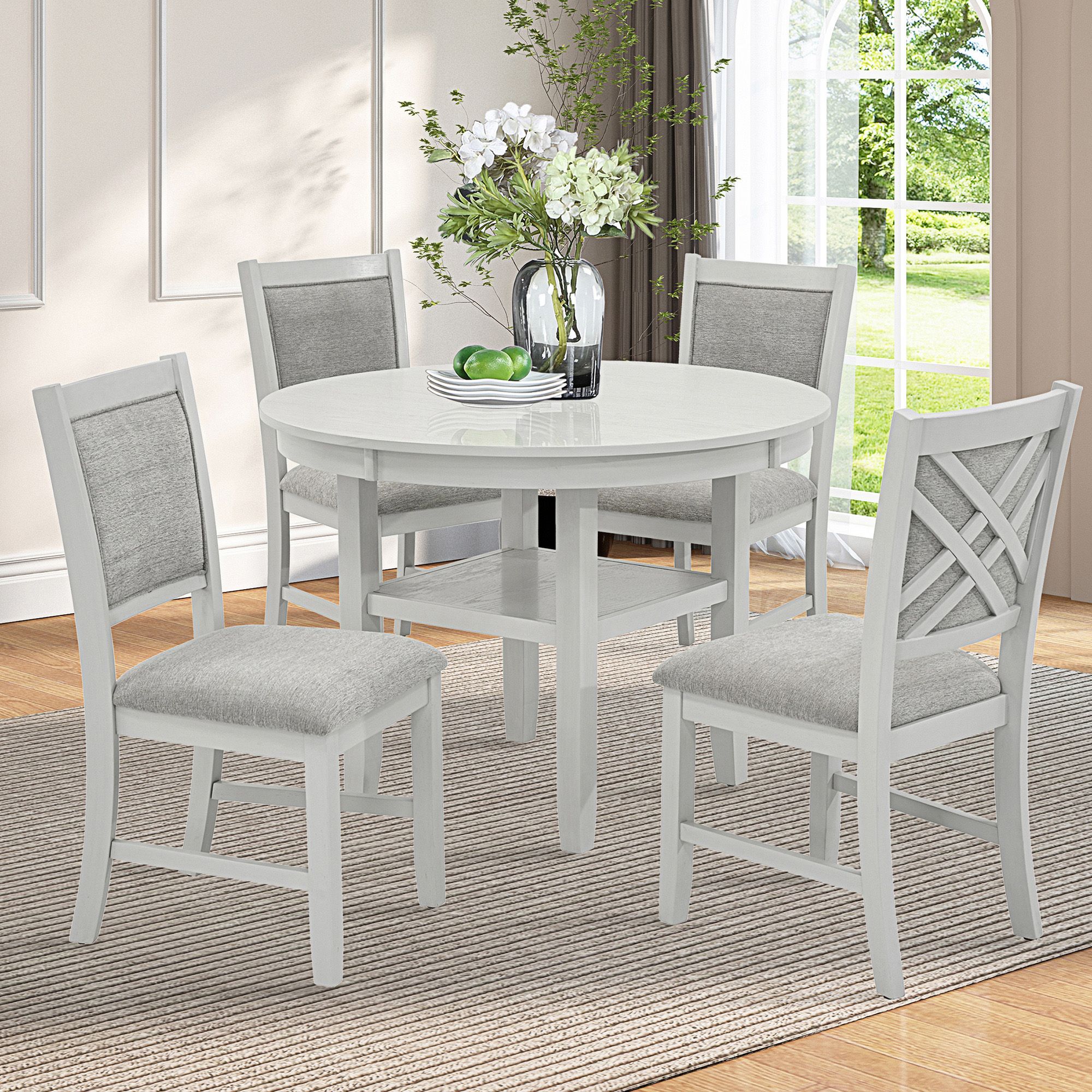 Samuel 5pc Dining set in Whitewash