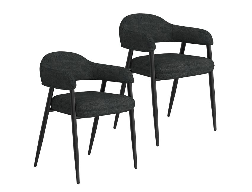 Stark/Archer 7pc Dining Set in Black with Charcoal Chair