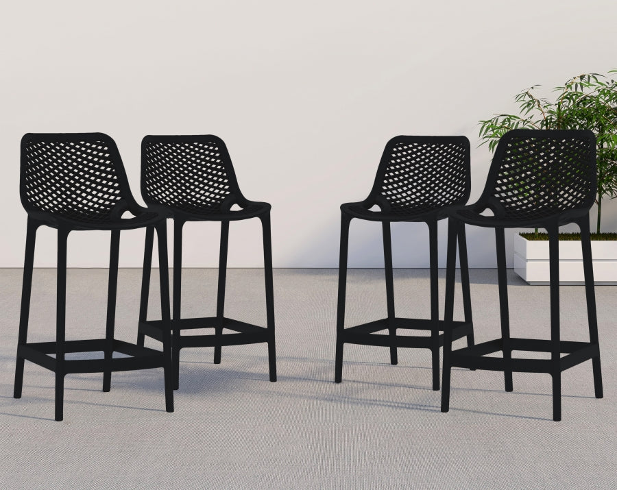 Mykonos Plastic Outdoor Patio Stools - Set of 4