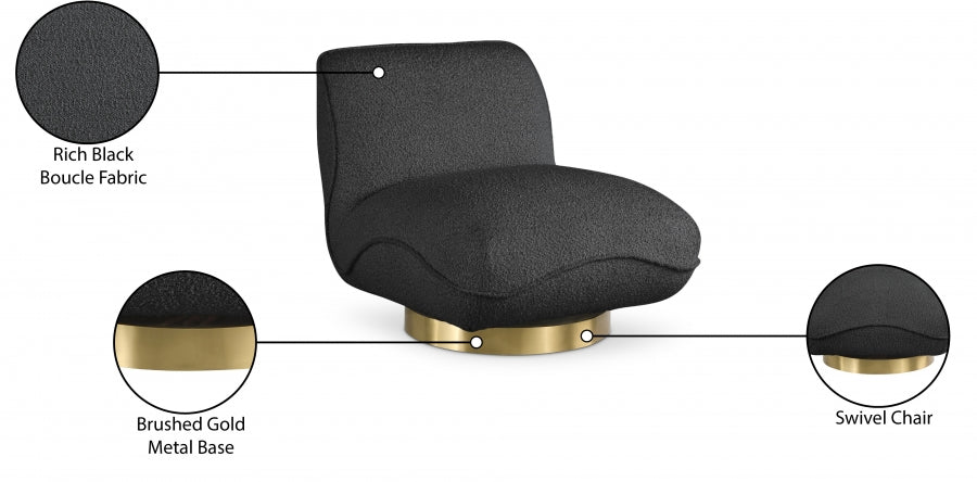 Geneva Boucle Fabric Upholstered Swivel Accent Chair