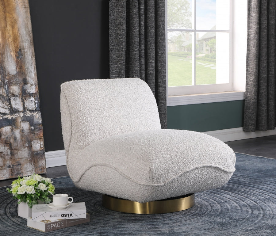 Geneva Boucle Fabric Upholstered Swivel Accent Chair