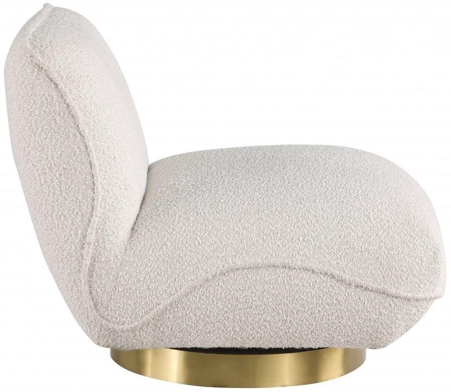Geneva Boucle Fabric Upholstered Swivel Accent Chair