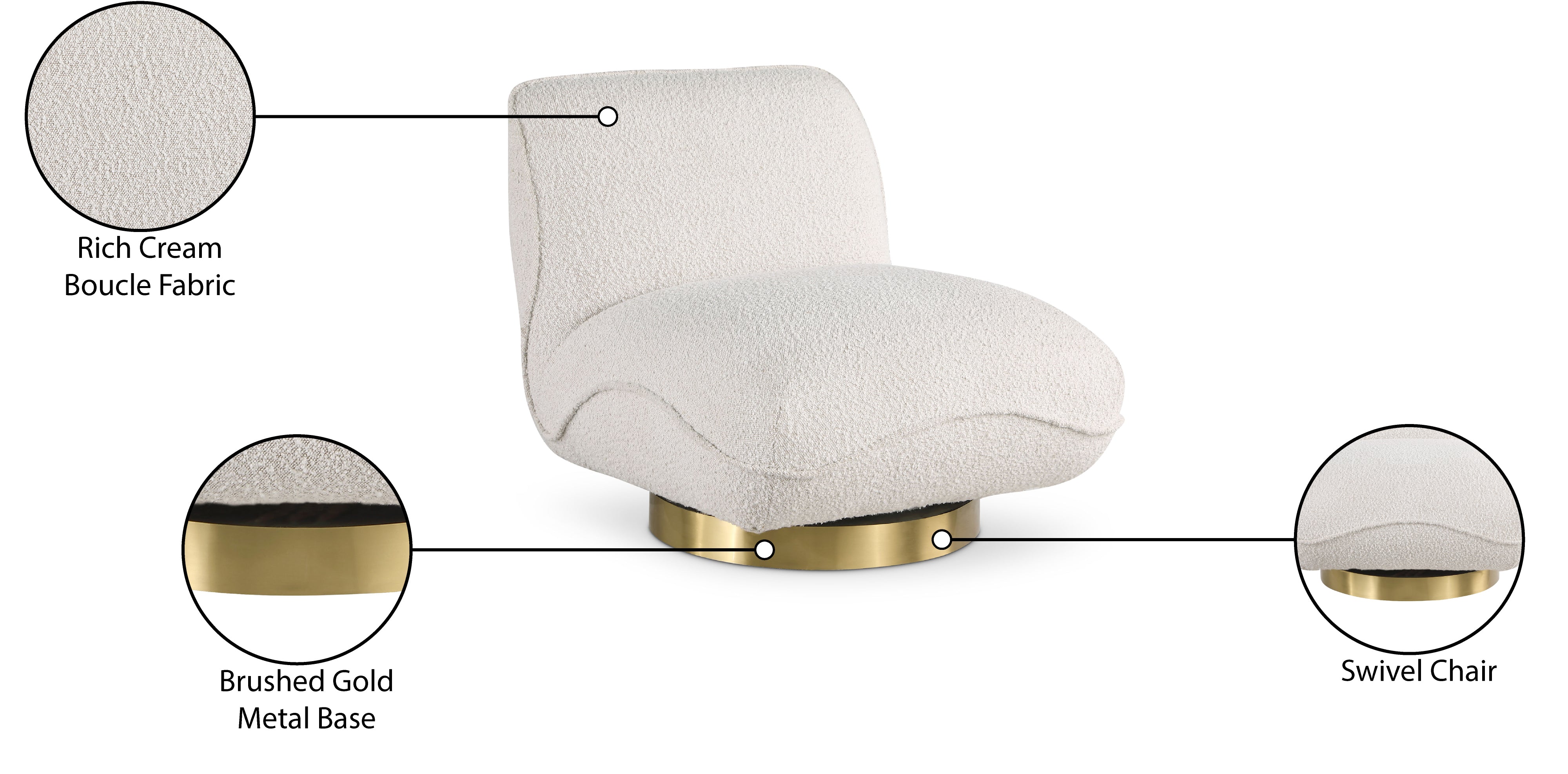 Geneva Boucle Fabric Upholstered Swivel Accent Chair