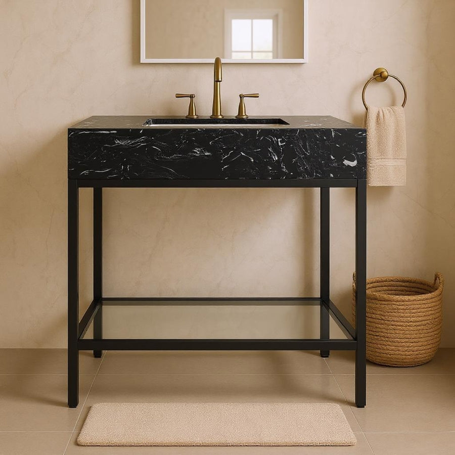 Meuble-lavabo mural pour salle de bain avec lavabo inclus