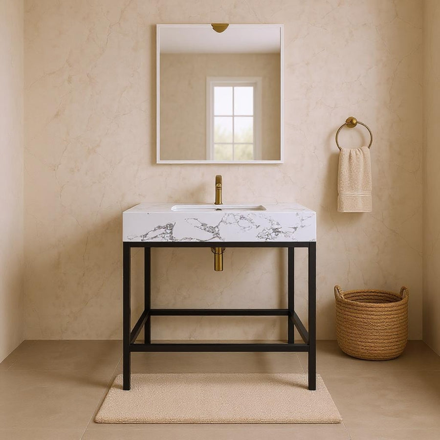 Meuble-lavabo mural pour salle de bain avec lavabo inclus