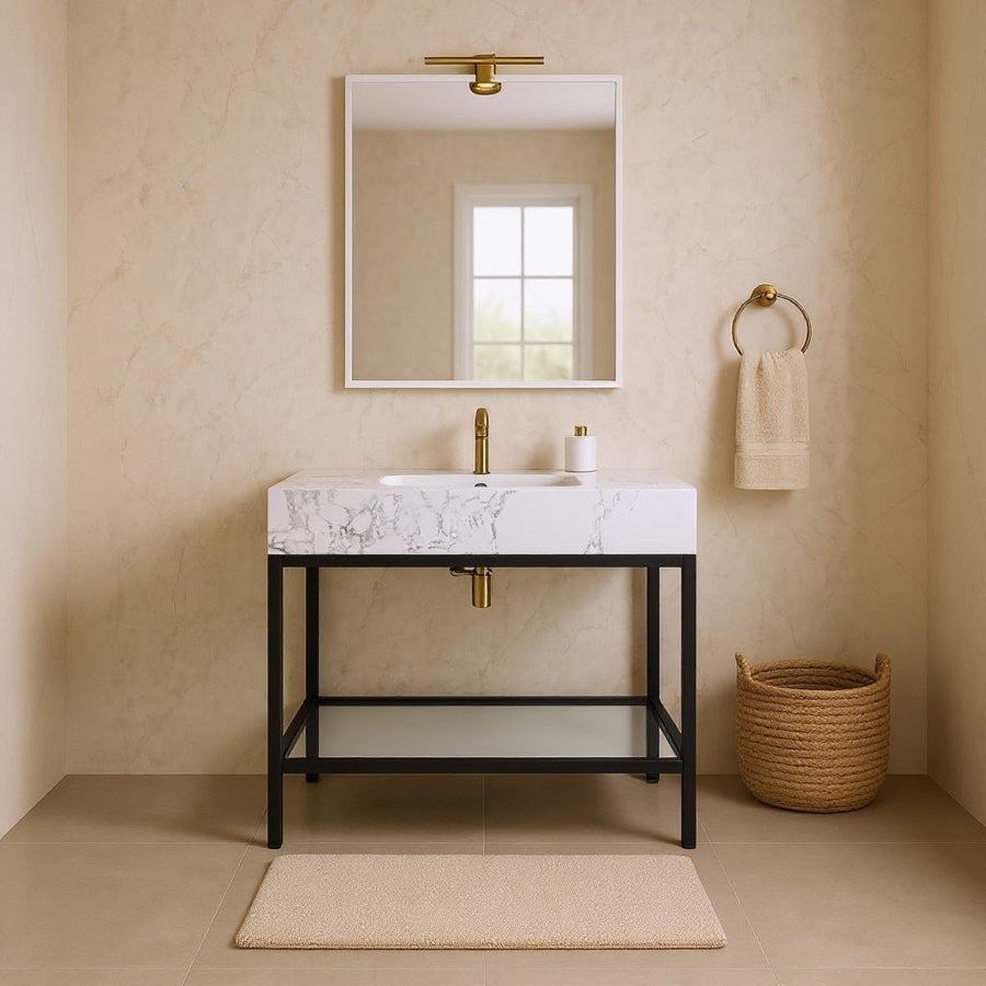 Meuble-lavabo mural pour salle de bain avec lavabo inclus