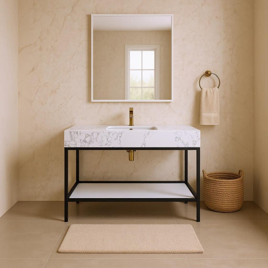 Meuble-lavabo mural pour salle de bain avec lavabo inclus