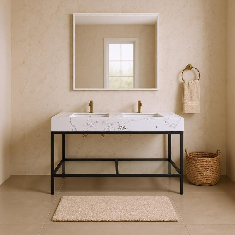 Meuble-lavabo mural pour salle de bain avec lavabo inclus