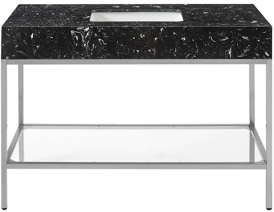 Marmo 48" Engineered Stone Top, Steel And Glass Base Vanity
