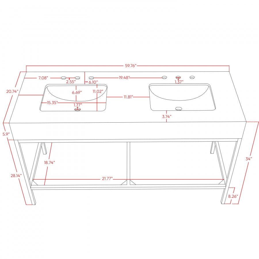 Marmo Engineered Stone Top and Brushed Chrome, Steel And Glass Base Vanity