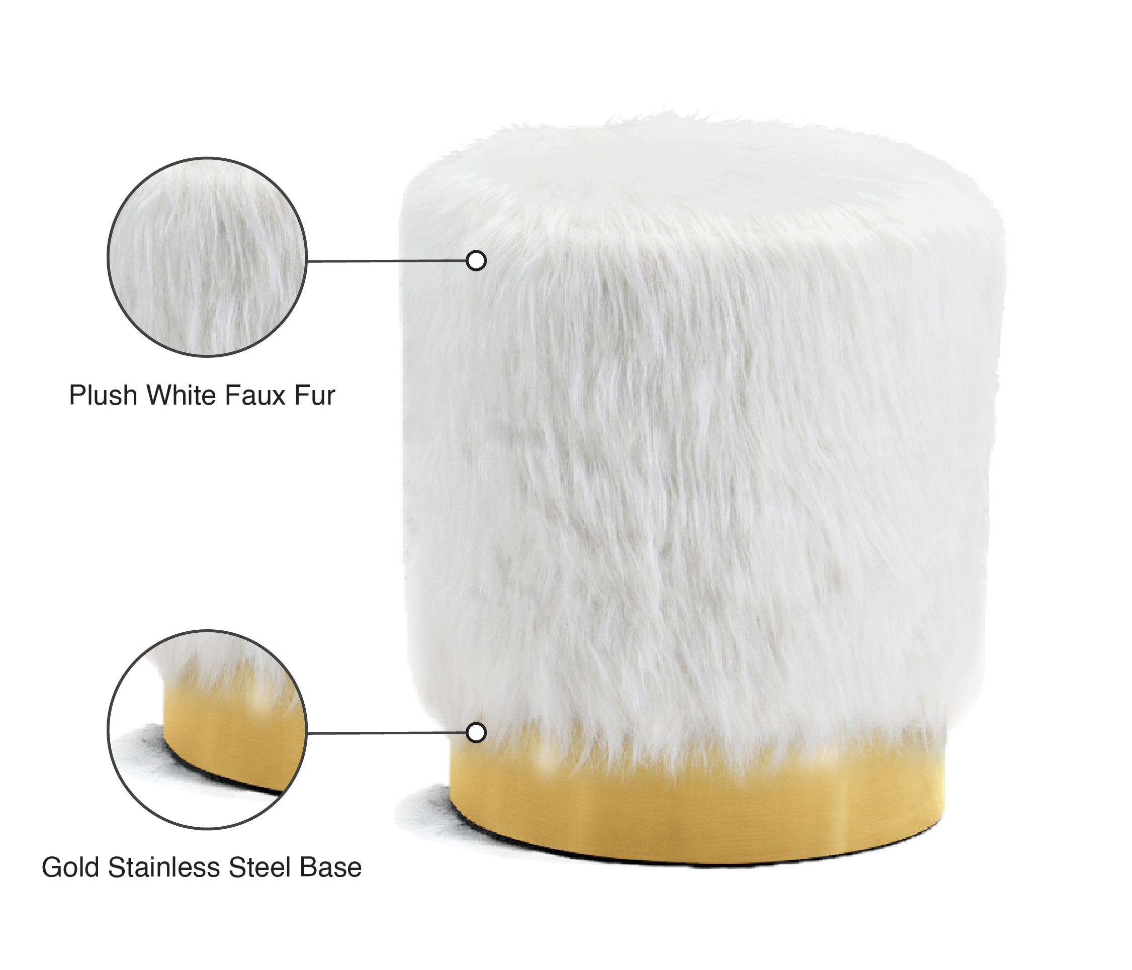 Joy Faux Fur Ottoman | Stool