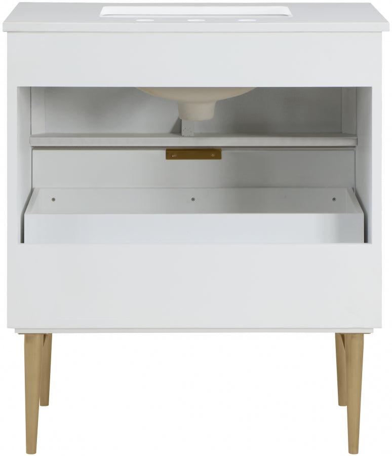 Modernist Engineered Stone Top And Solid Wood Base (brushed gold) Bathroom Vanity