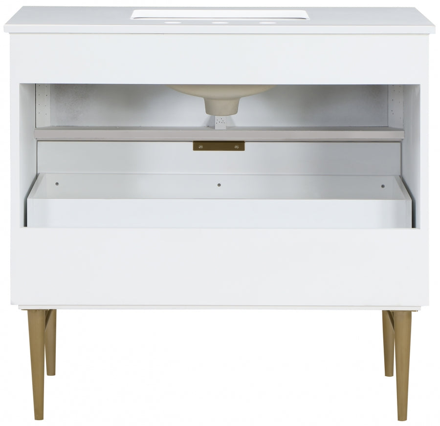 Modernist Engineered Stone Top And Solid Wood Base (brushed gold) Bathroom Vanity