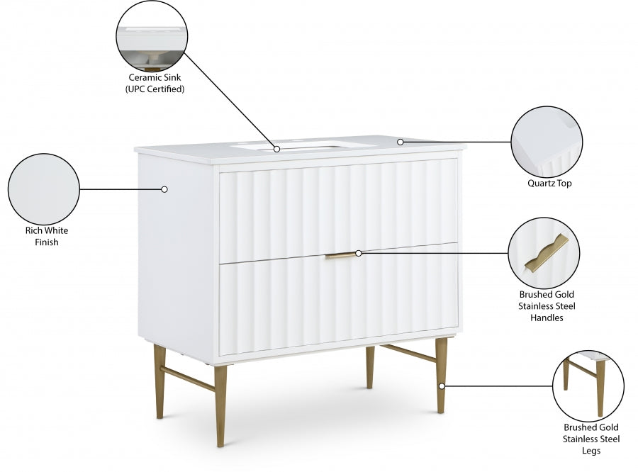 Modernist Engineered Stone Top And Solid Wood Base (brushed gold) Bathroom Vanity