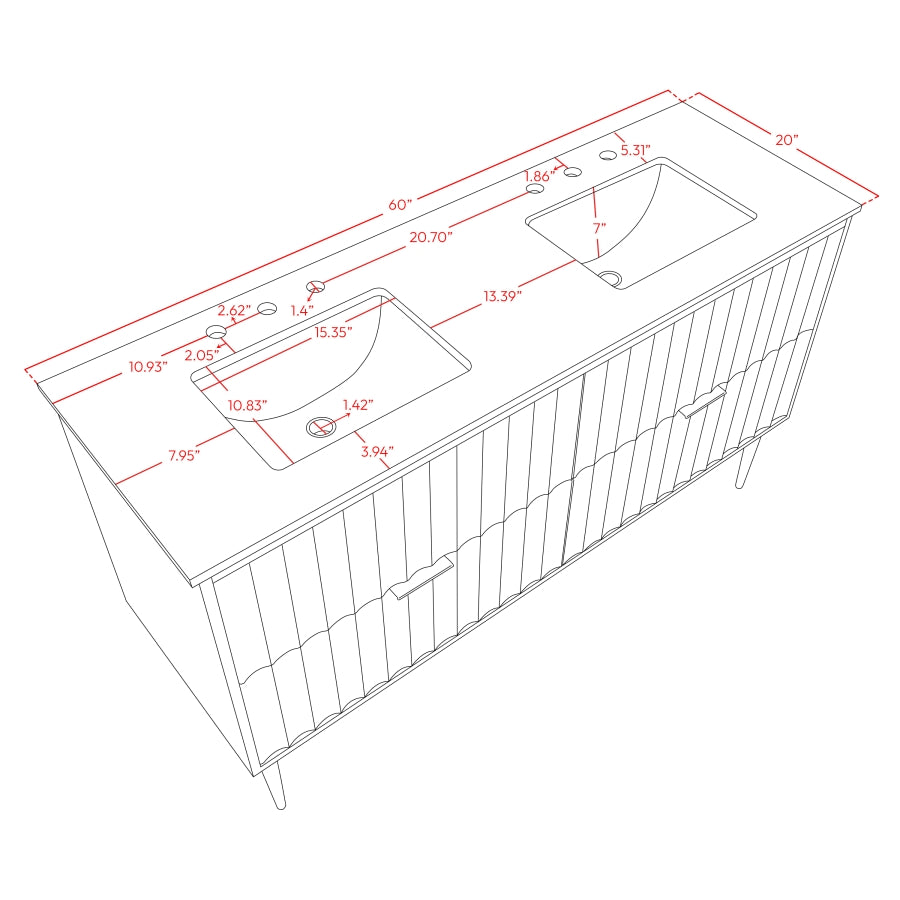 Meuble-lavabo mural pour salle de bain avec lavabo inclus