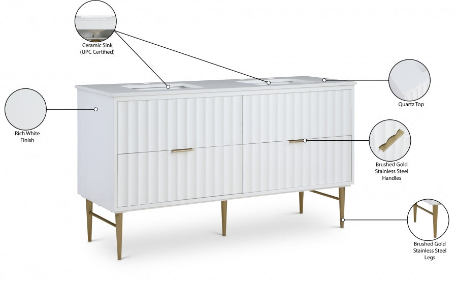 Meuble-lavabo mural pour salle de bain avec lavabo inclus