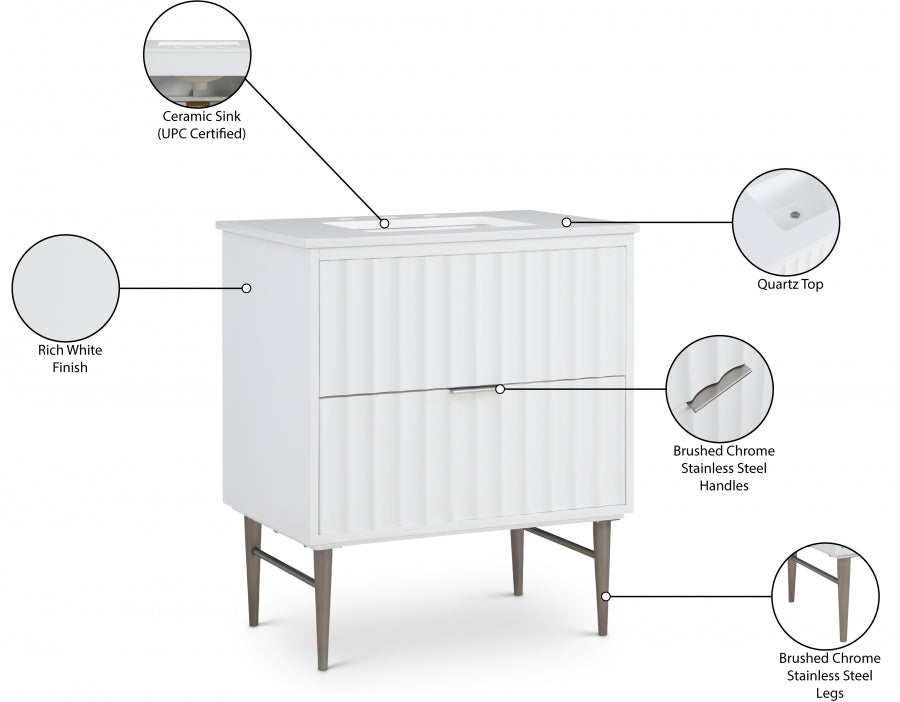 Modernist Engineered Stone Top And Solid Wood Base (brushed chrome) Bathroom Vanity
