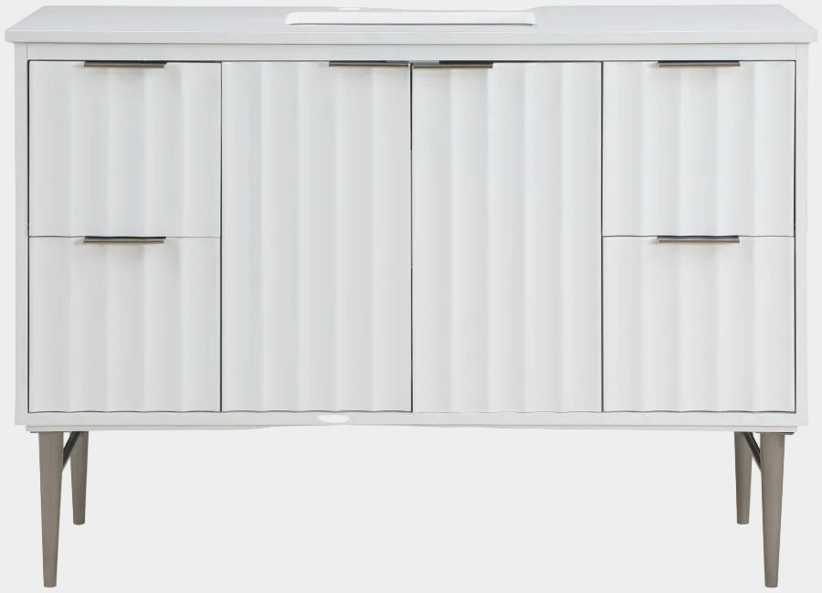 Modernist 48" Engineered Stone Top And Solid Wood Base Bathroom Vanity