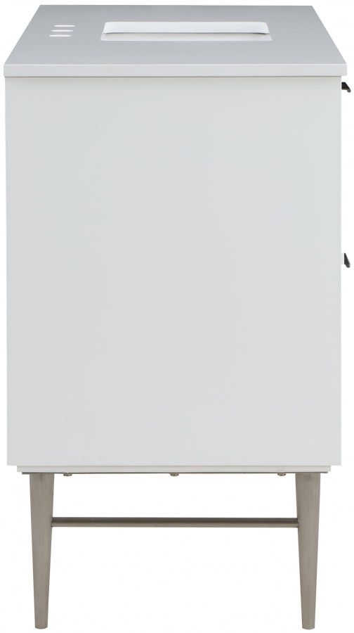 Modernist 48" Engineered Stone Top And Solid Wood Base Bathroom Vanity