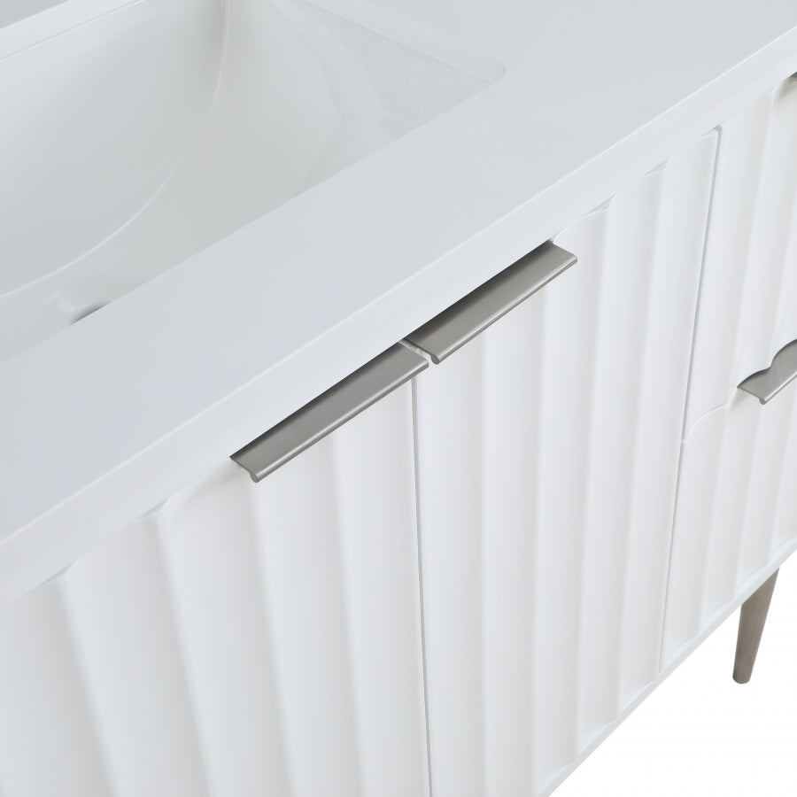 Modernist 48" Engineered Stone Top And Solid Wood Base Bathroom Vanity