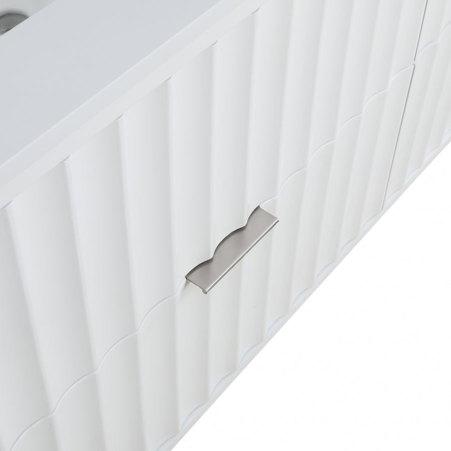 Modernist 60" Engineered Stone Top And Solid Wood Base Bathroom Vanity