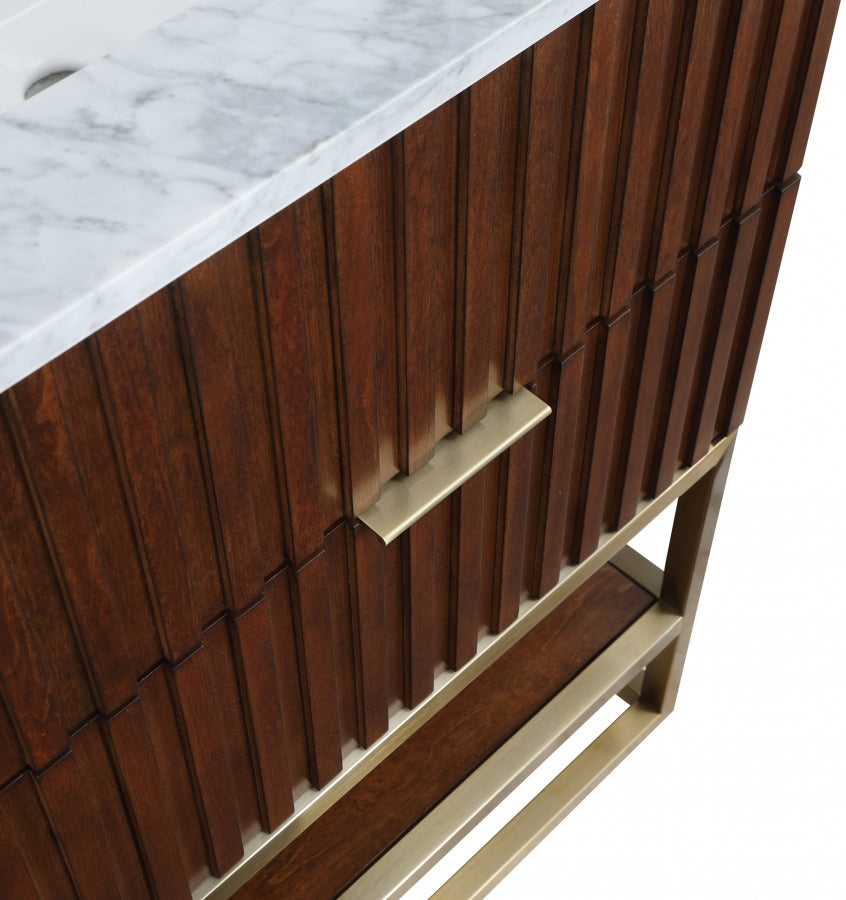 Monad Genuine Marble Top, Steel And Glass Base Vanity