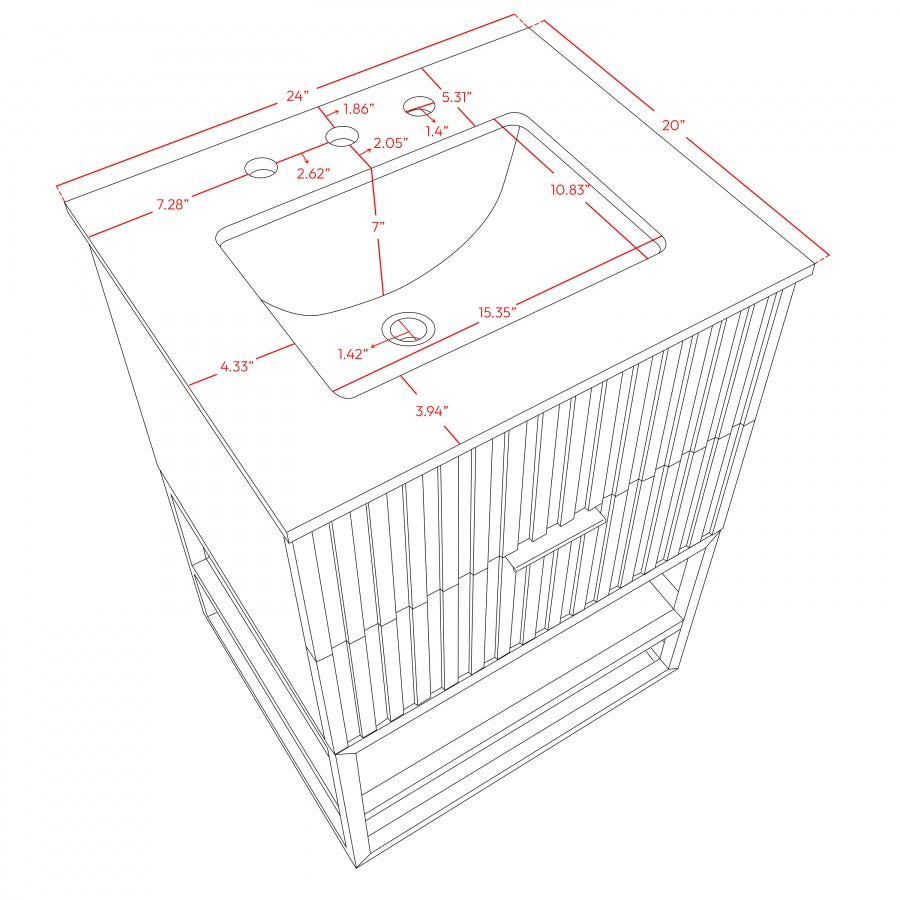 Monad Genuine Marble Top, Steel And Glass Base Vanity