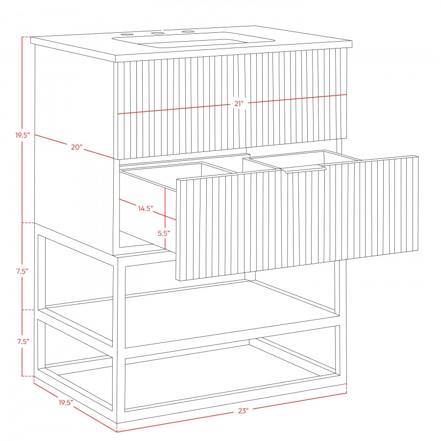 Monad Genuine Marble Top, Steel And Glass Base Vanity