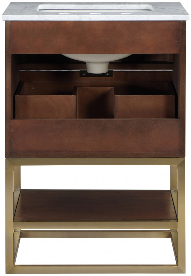 Monad Genuine Marble Top, Steel And Glass Base Vanity