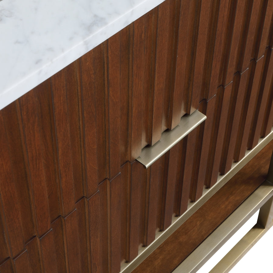 Monad Genuine Marble Top, Steel And Glass Base Vanity