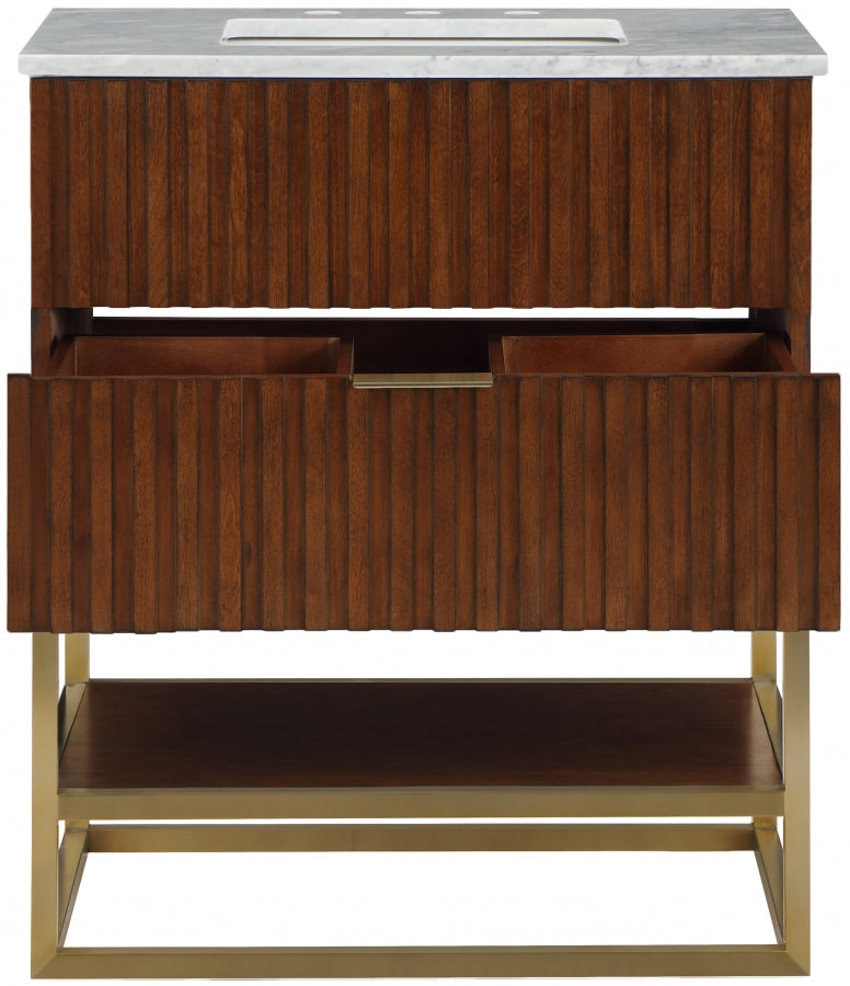 Monad Genuine Marble Top, Steel And Glass Base Vanity