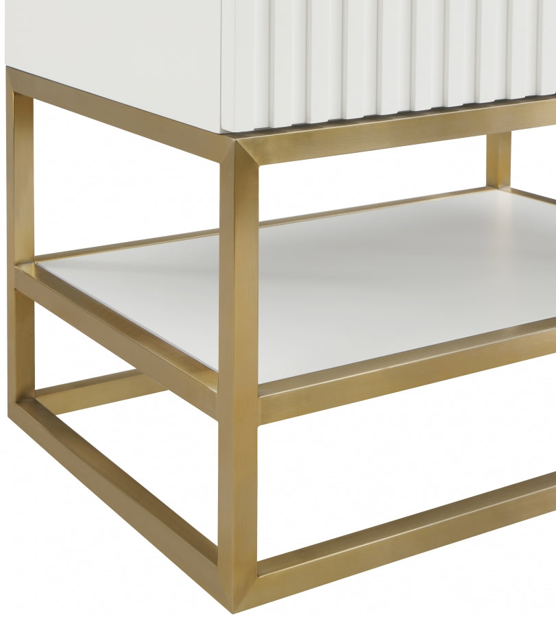 Monad Genuine Marble Top, Steel And Glass Base Vanity