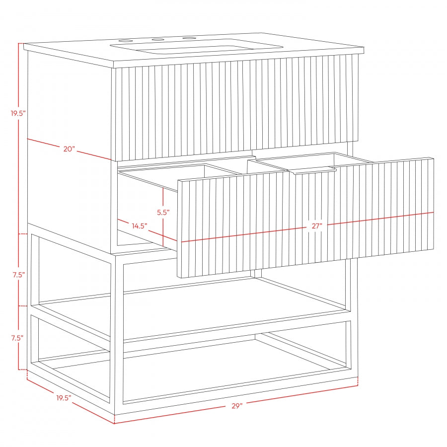 Monad Genuine Marble Top, Steel And Glass Base Vanity