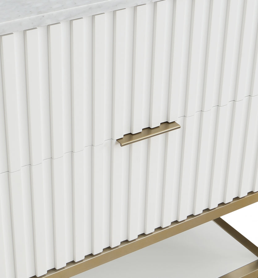 Monad Genuine Marble Top, Steel And Glass Base Vanity