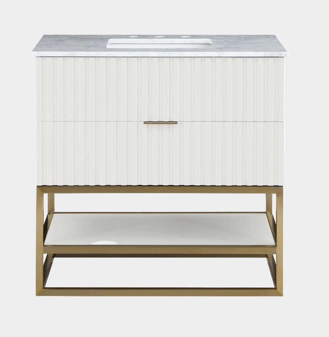 Monad Genuine Marble Top, Steel And Glass Base Vanity