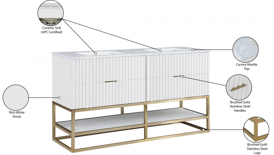 Meuble-lavabo mural pour salle de bain avec lavabo inclus