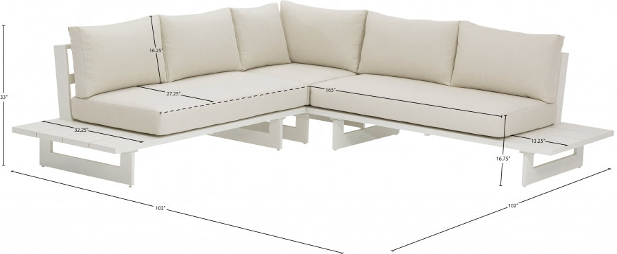 Maldives 102" Water Resistant Fabric Upholstered Outdoor Patio Modular Sectional