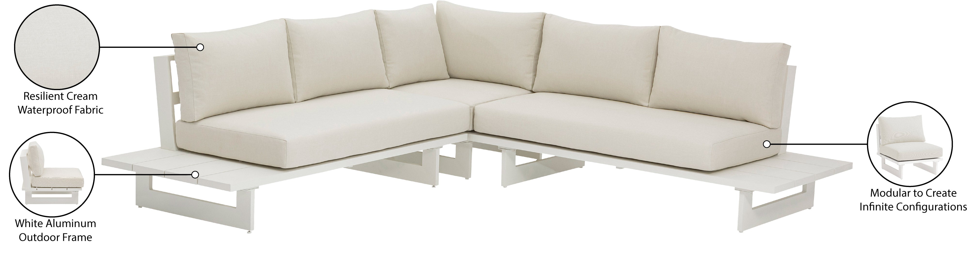Maldives 102" Water Resistant Fabric Upholstered Outdoor Patio Modular Sectional