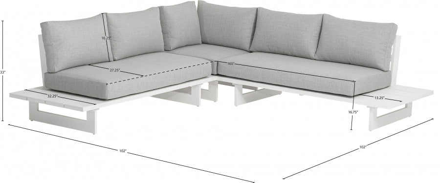 Maldives 102" Water Resistant Fabric Upholstered Outdoor Patio Modular Sectional