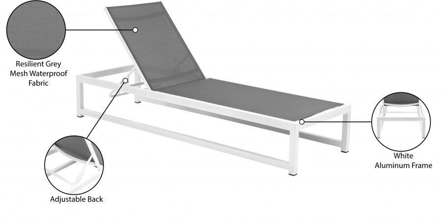 Maldives Mesh Water Resistant Fabric Outdoor Patio Adjustable Sun Chaise Lounge Chair