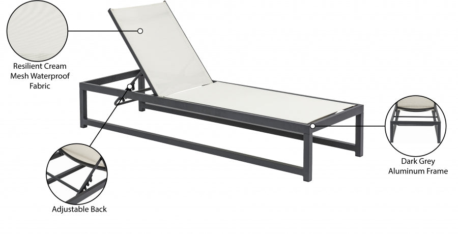 Maldives Mesh Water Resistant Fabric Outdoor Patio Adjustable Sun Chaise Lounge Chair