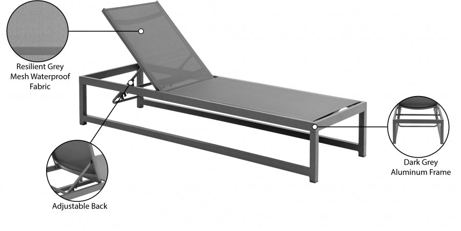 Maldives Mesh Water Resistant Fabric Outdoor Patio Adjustable Sun Chaise Lounge Chair