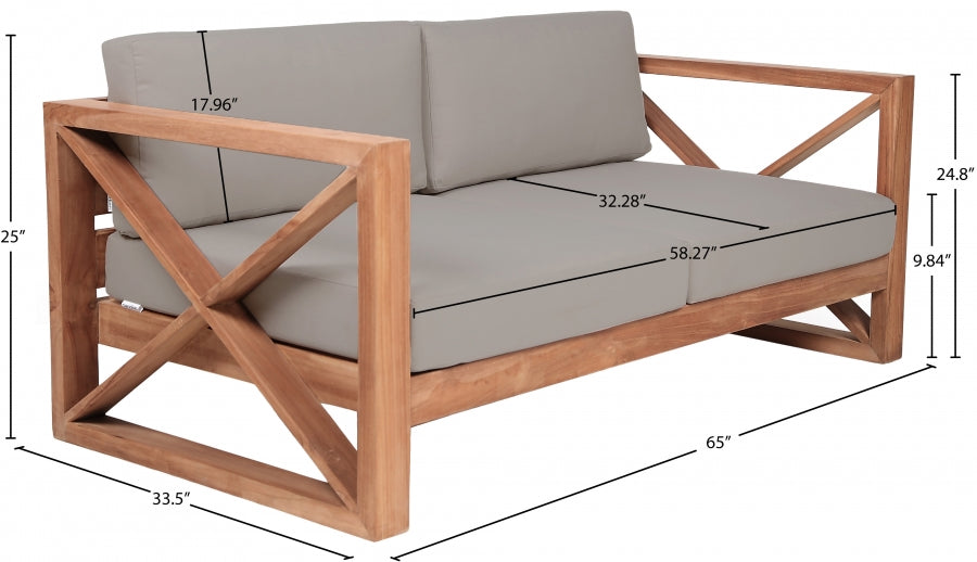 Anguilla Water Resistant Fabric Upholsetered Outdoor Patio Loveseat